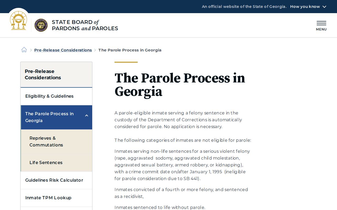 Jackson County criminal history Georgia parole process