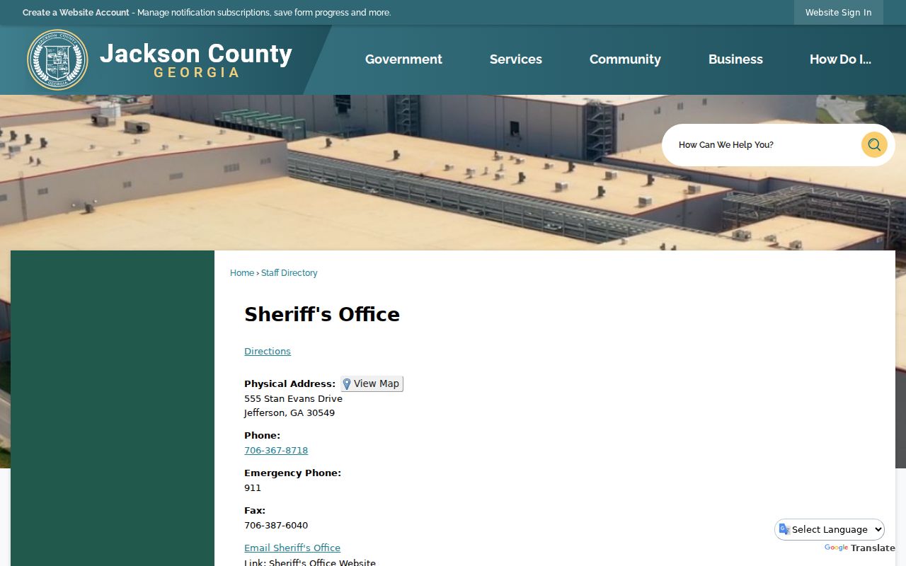 Jackson County criminal history sheriff and jail directory